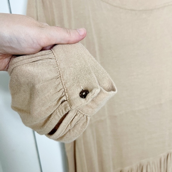 Free People Beach Jilly Midi Maxi Dress  Size M  Tan beige oversized linen - Picture 5 of 9